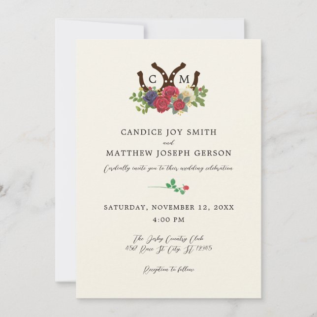 Invitation Mariage inspiré par Kentucky Derby (Devant)