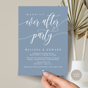 Invitation Mariage Intime Happily Ever After, Bleu Poussiéreu