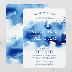 Invitation MARIAGE INVITE chic chic aquarelle plage bleu