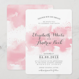 Invitation MARIAGE INVITE chic chic aquarelle rose vif