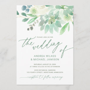 Invitation Mariage Inviter Cactus Succulent Aquarelle Vert
