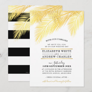 Invitation MARIAGE INVITER feuille chic palmier or moderne fr