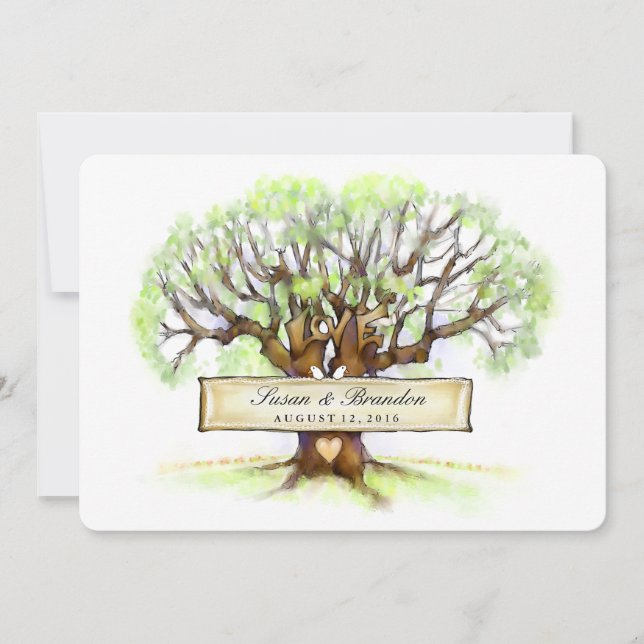 Invitation Mariage Inviter l'arbre d'amour avec la famille (Devant)
