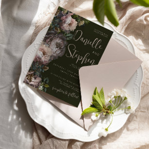 Invitation Mariage Inviter Modèle Sombre Et Moody, Floral