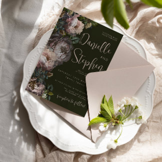 Invitation Mariage Inviter Modèle Sombre Et Moody, Floral