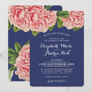 Invitation MARIAGE INVITER rose rousse rose fleur de pivoine 