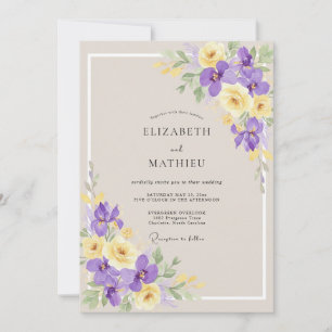Invitation Mariage Iris Eucalyptus Jaune Taupe
