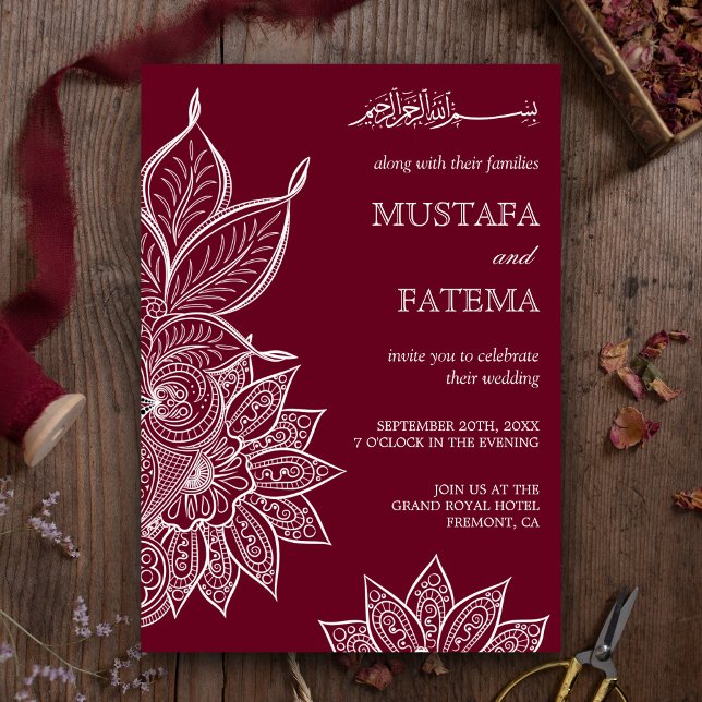 Invitation Mariage islamique de Henné Mehendi en Bourgogne (Créateur téléchargé)