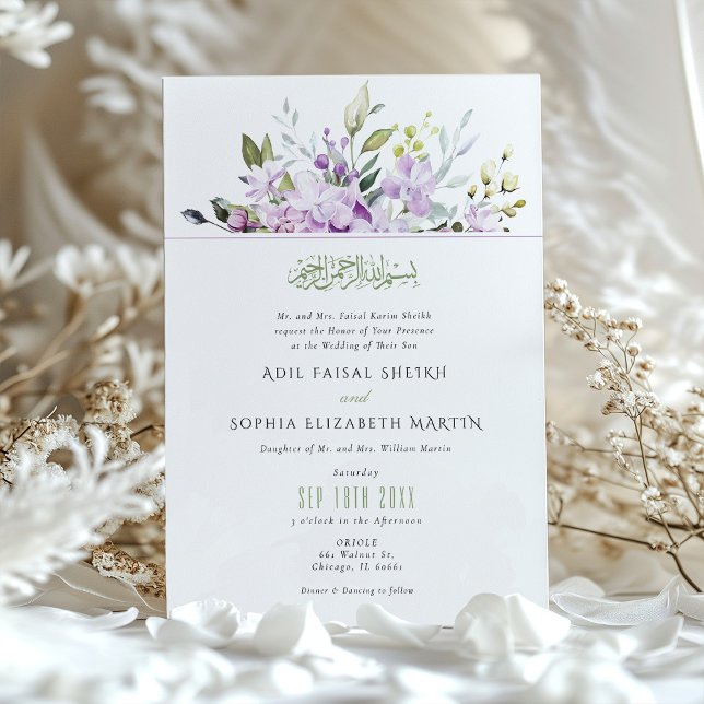 Invitation Mariage islamique musulman Lilac (Créateur téléchargé)