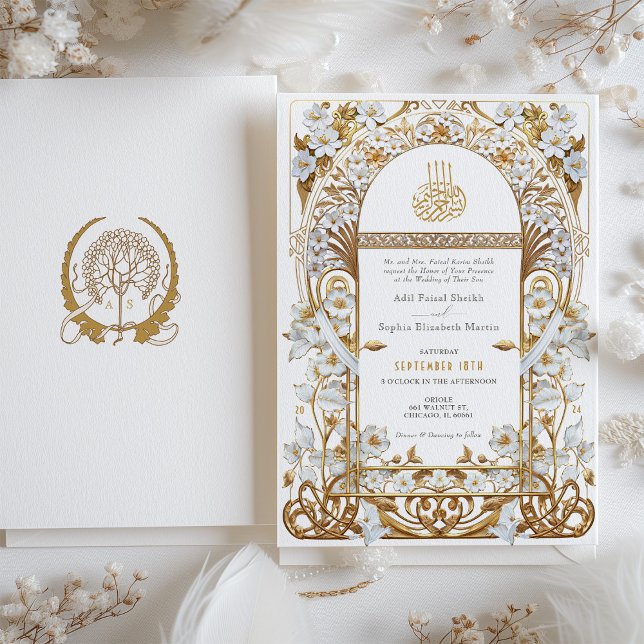 Invitation Mariage islamique opulent d'inspiration Art nouvea (Créateur téléchargé)