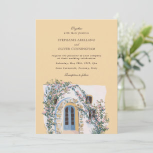 Invitation Mariage italien méditerranéen aquarelle pastel