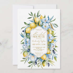 Invitation Mariage Italien Thème Citron Floral Bleu Jaune