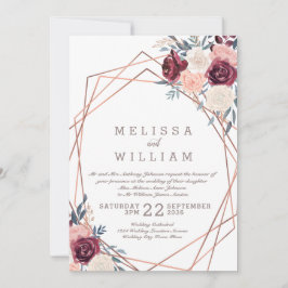 Invitation Mariage ivoire de cuivre géométrique de Bourgogne