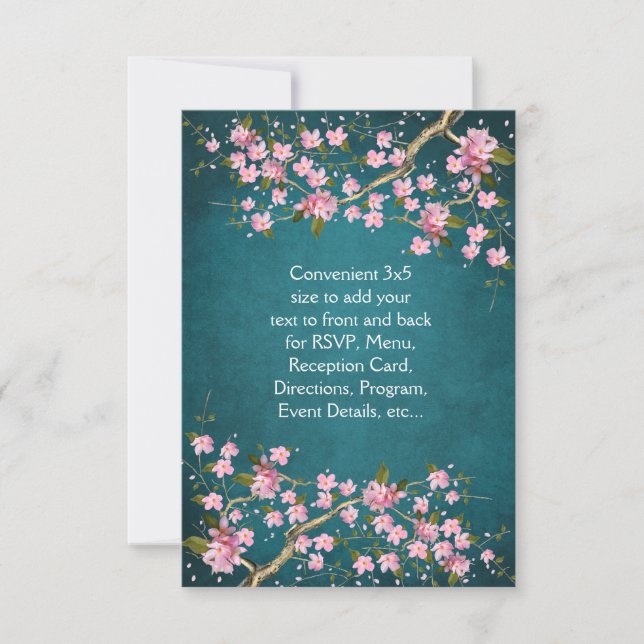 Invitation Mariage Jade rose japonais fleurs de cerisier (Devant)