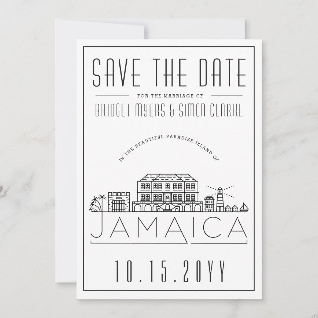 Invitation Mariage Jamaïcain - Horizon stylisé - Save the Dat (Devant)