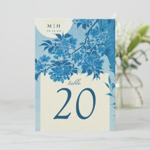 Invitation Mariage japonais antique en fleurs de cerisier ble