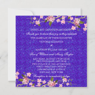 Invitation Mariage japonais rose fleurs de cerisier