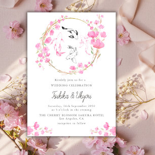 Invitation Mariage japonais Sakura Cerisier Koï