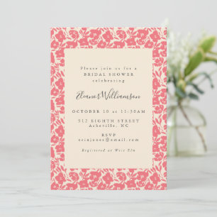 Invitation Mariage Jardin Élégant de Fleurs de Corail Script 