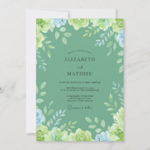 Invitation Mariage Jardin Feuillage Peint à la Mer