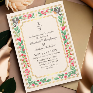 Invitation Mariage Jardin Floral Botanique Envoûtant Crème