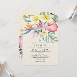 Invitation Mariage Jaune Botanique Floral Tropical