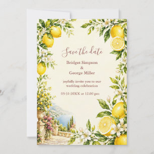 Invitation mariage jaune de fleur de citron de la côte médite