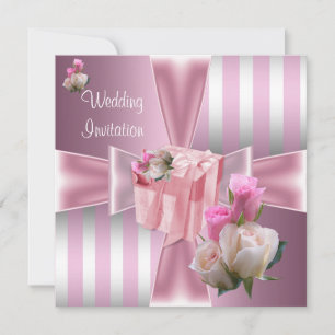 Invitation Mariage Joli Satin Rose Argent Striver Bow