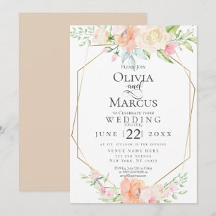 Invitation MARIAGE   Jolie aquarelle fleurs de printemps
