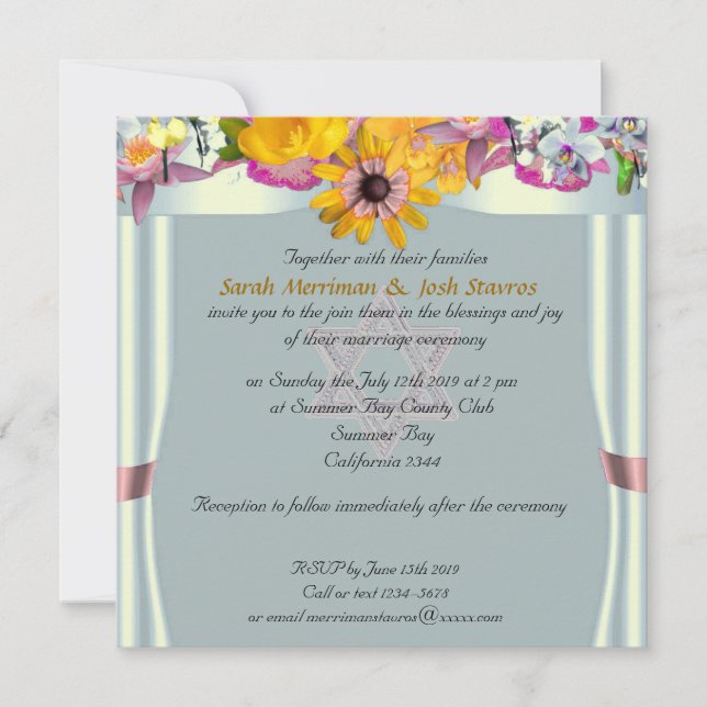 Invitation Mariage juif floral (Devant)