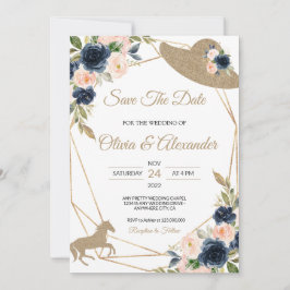 Invitation Mariage Kentucky Derby Rose & Navy Enregistrez La 