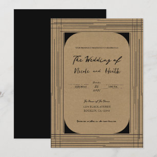 Invitation Mariage Kraft Noir Lignes Modernes Minimales