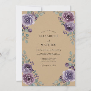 Invitation Mariage Kraft Pivoine Améthyste