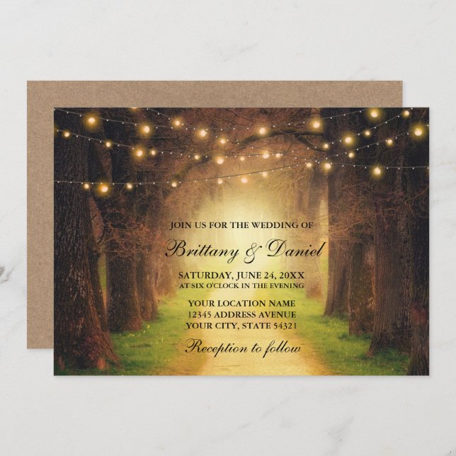Invitation Mariage Kraft Rustic Forest Path (Devant / Derrière)