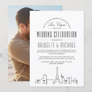 Invitation Mariage Las Vegas   Ligne Skyline Déco Moderne