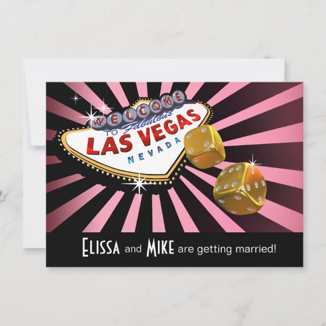 Invitation Mariage Las Vegas Starburst rose noir or (Devant)