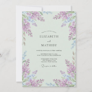 Invitation Mariage Lavande Aérée Vert Menthe