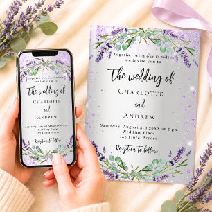 Invitation Mariage lavande argent eucalyptus verdure florale