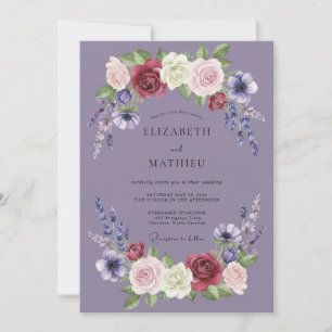 Invitation Mariage Lavande et Marron Foncé