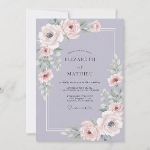 Invitation Mariage Lavande Mauve Ranunculus Eucalyptus
