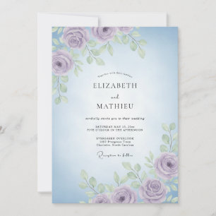 Invitation Mariage Lavande Pervenche Pivoine