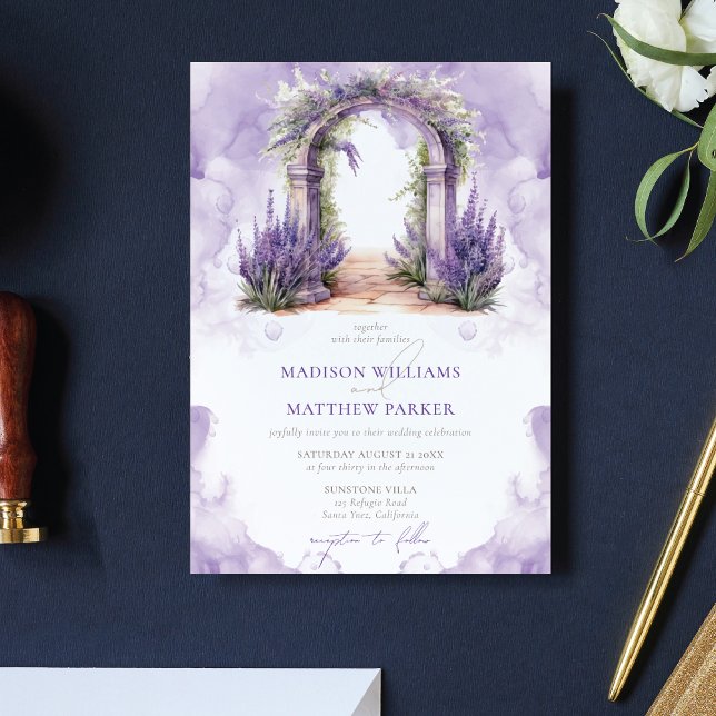 Invitation Mariage Lavender Garden QR Code Rsvp (Créateur téléchargé)