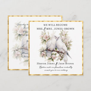 Invitation Mariage Lesbien de Deux Colombes Blanches