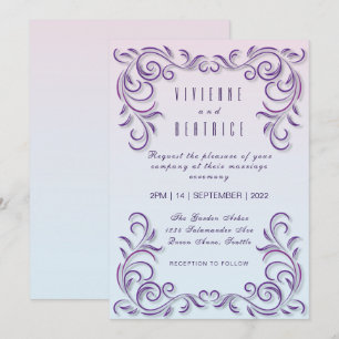 Invitation mariage lesbienne décorative lilas de Boho