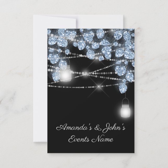 Invitation Mariage Lights Jars Parties scintillant rustique B (Dos)