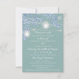 Invitation Mariage Lights Jars Parties scintillant rustique B