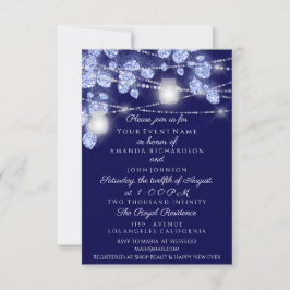 Invitation Mariage Lights Jars Russe Parties scintillant Bleu