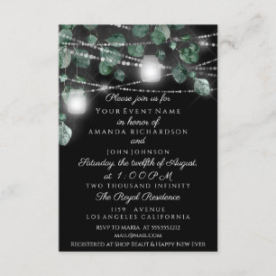 Invitation Mariage Lights Jars Russe Smoky Mint Noir
