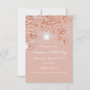 Invitation Mariage Lights Jars Rustic Rose Gold Blush Invitat