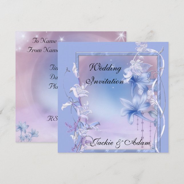 Invitation Mariage Lilac Floral (Devant / Derrière)